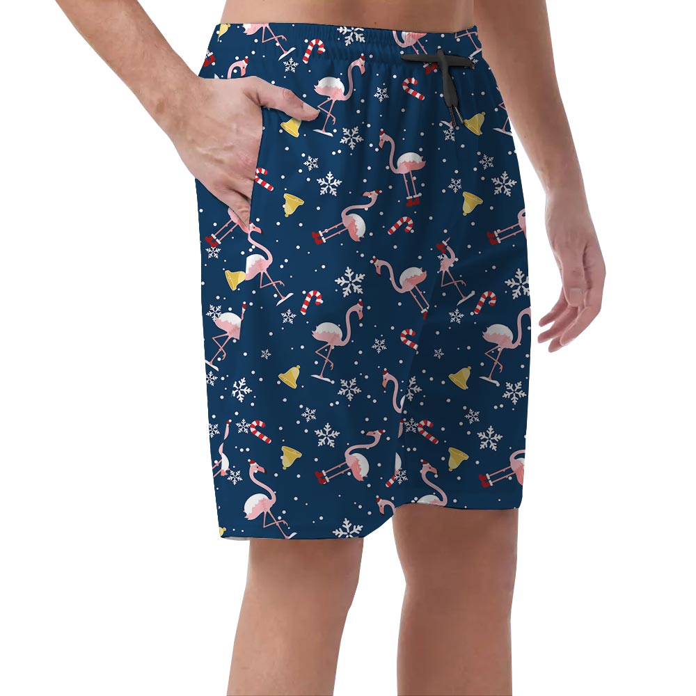 Men's Flamingo Christmas Hawaiian Shorts Navy