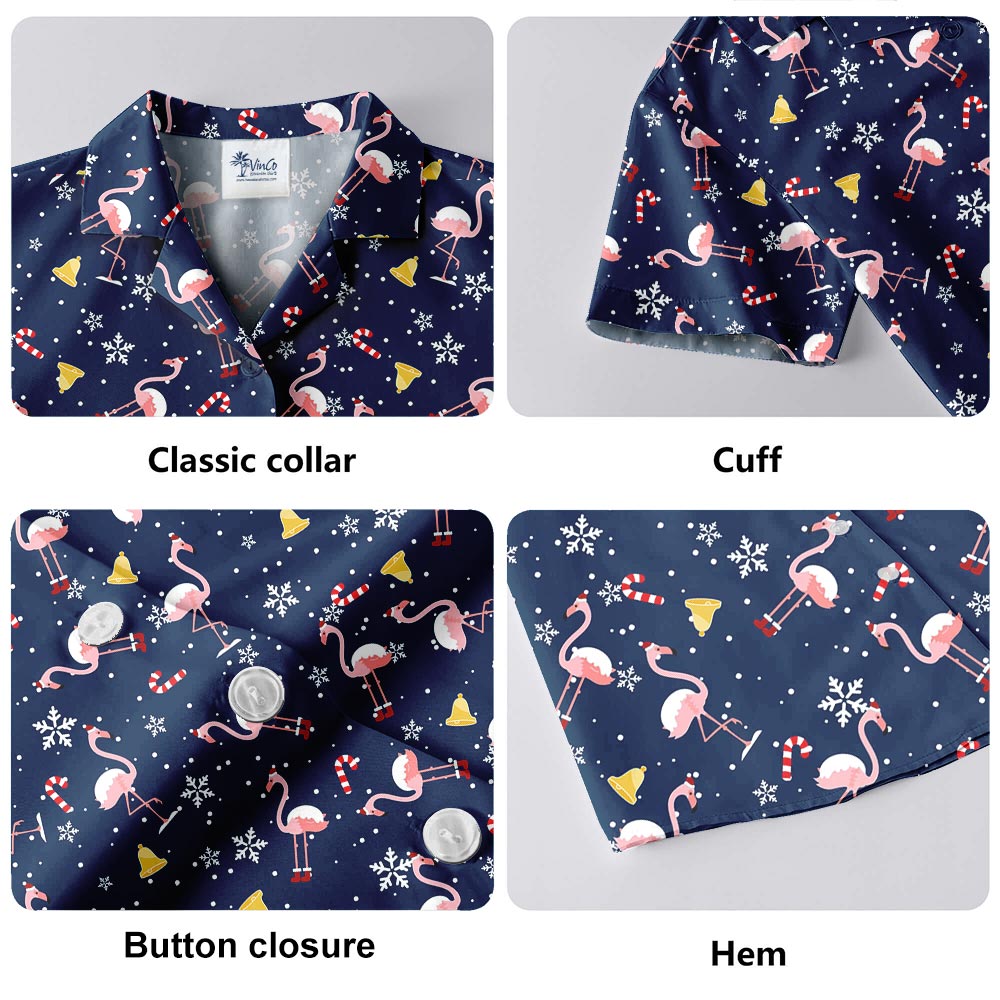 Men's Flamingo Christmas Hawaii Shirt Navy