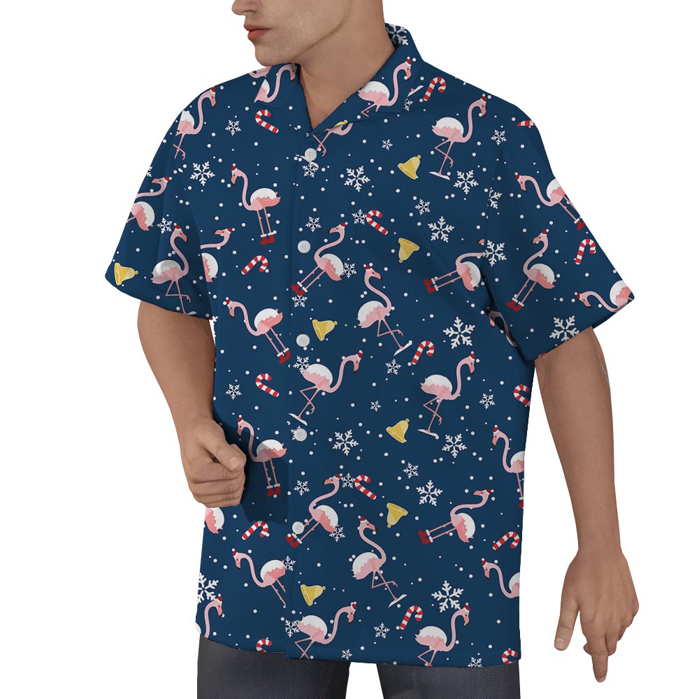 Men's Flamingo Christmas Hawaii Shirt Navy