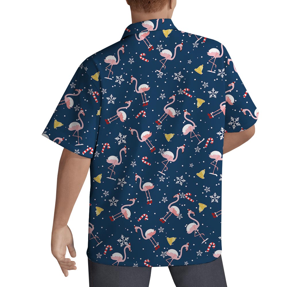 Men's Flamingo Christmas Hawaii Shirt Navy