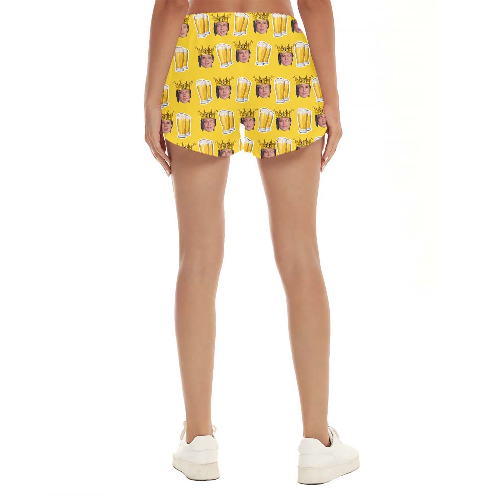 Birthday Beer Women's Beach Shorts With Multiple Faces And Ages
