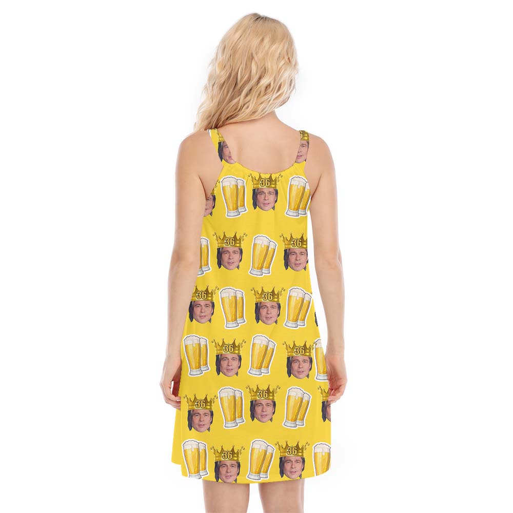 Funny Beer Custom Birthday Women's Dress With King Face