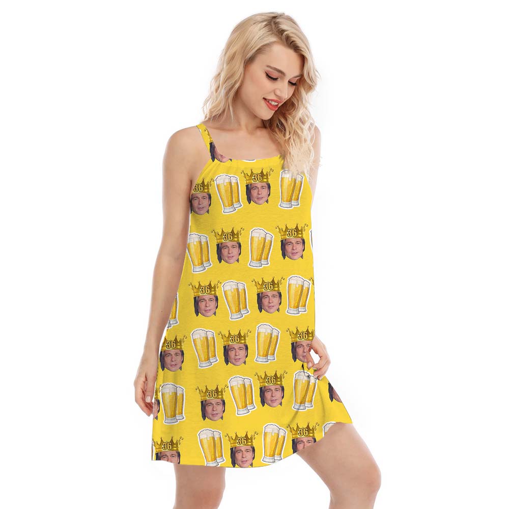 Funny Beer Custom Birthday Women's Dress With King Face