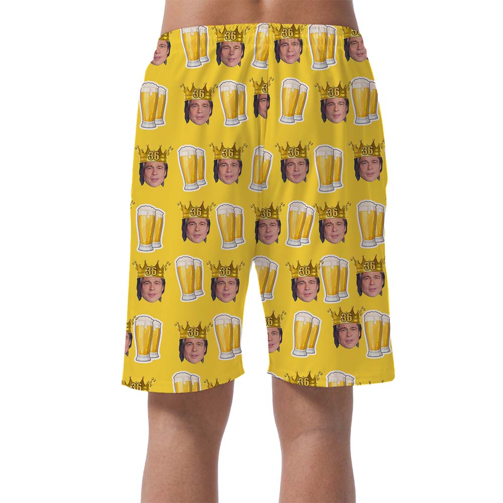 Funny Beer And Birthday King Men's Beach Shorts