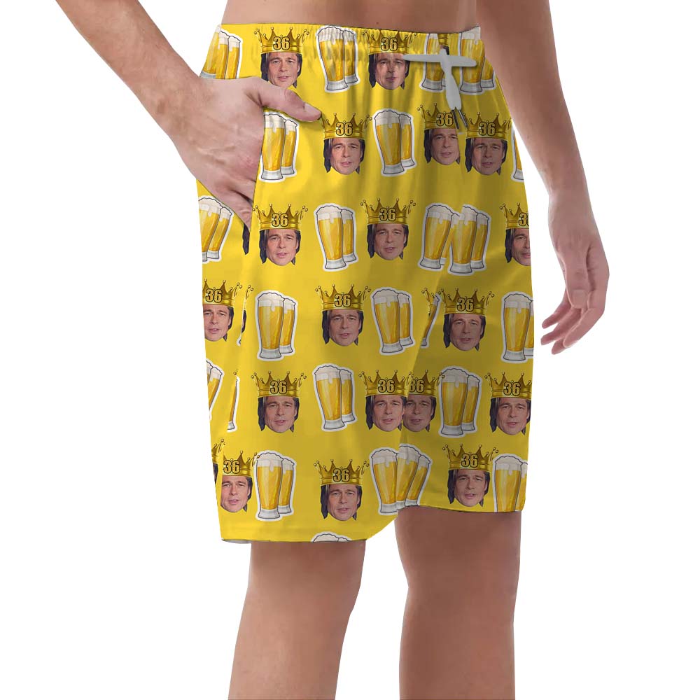 Funny Beer And Birthday King Men's Beach Shorts