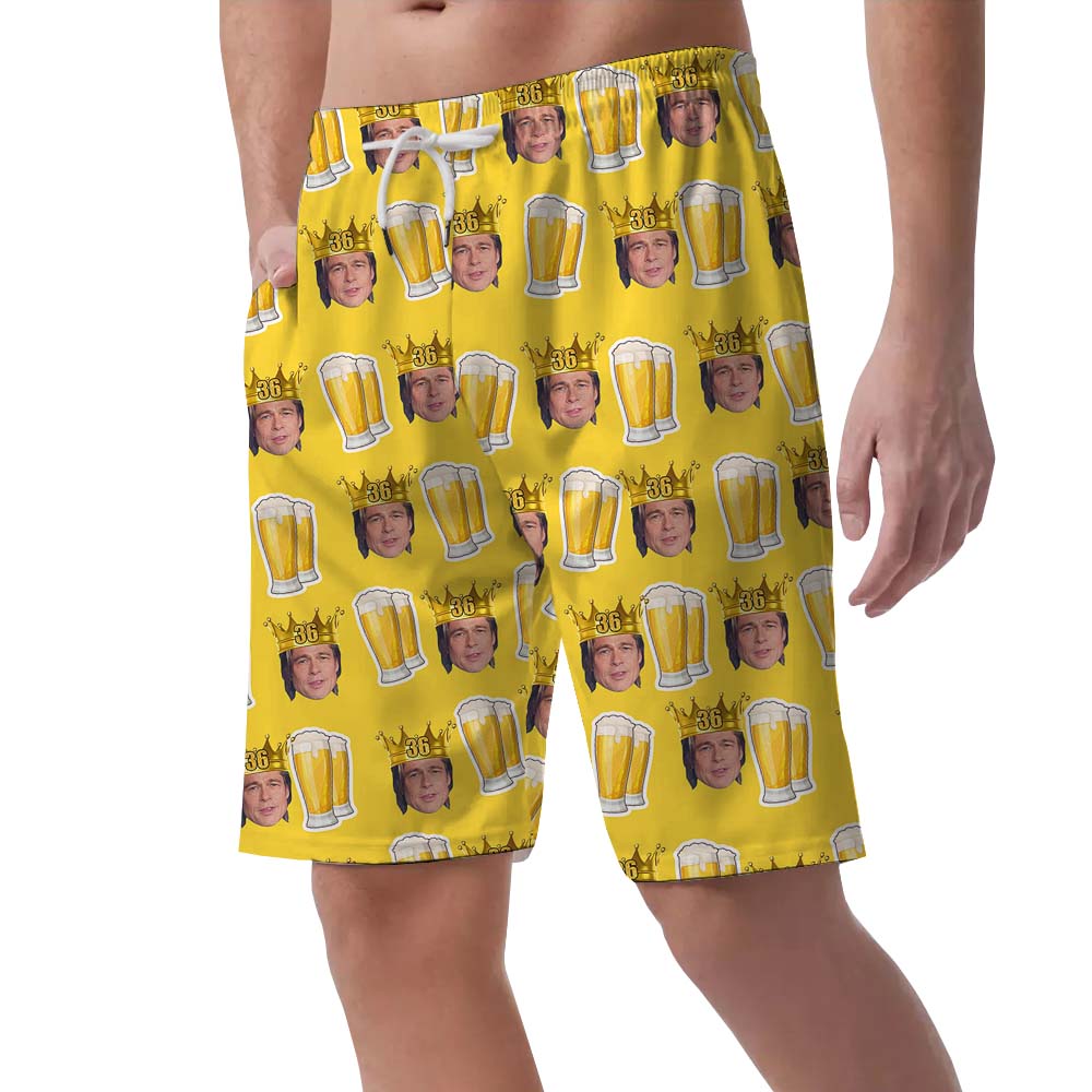 Funny Beer And Birthday King Men's Beach Shorts