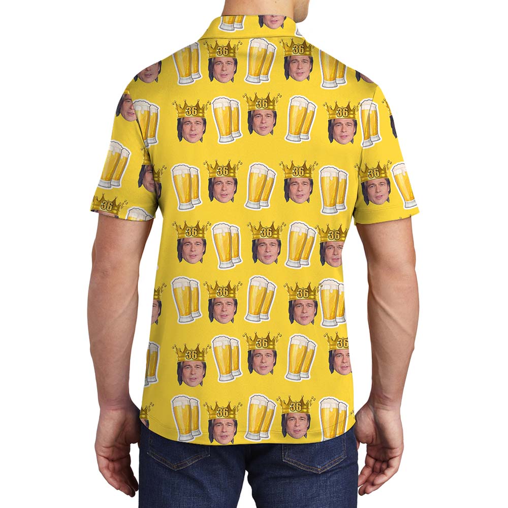 Yellow Beer And Custom Face Men's Polo Shirts