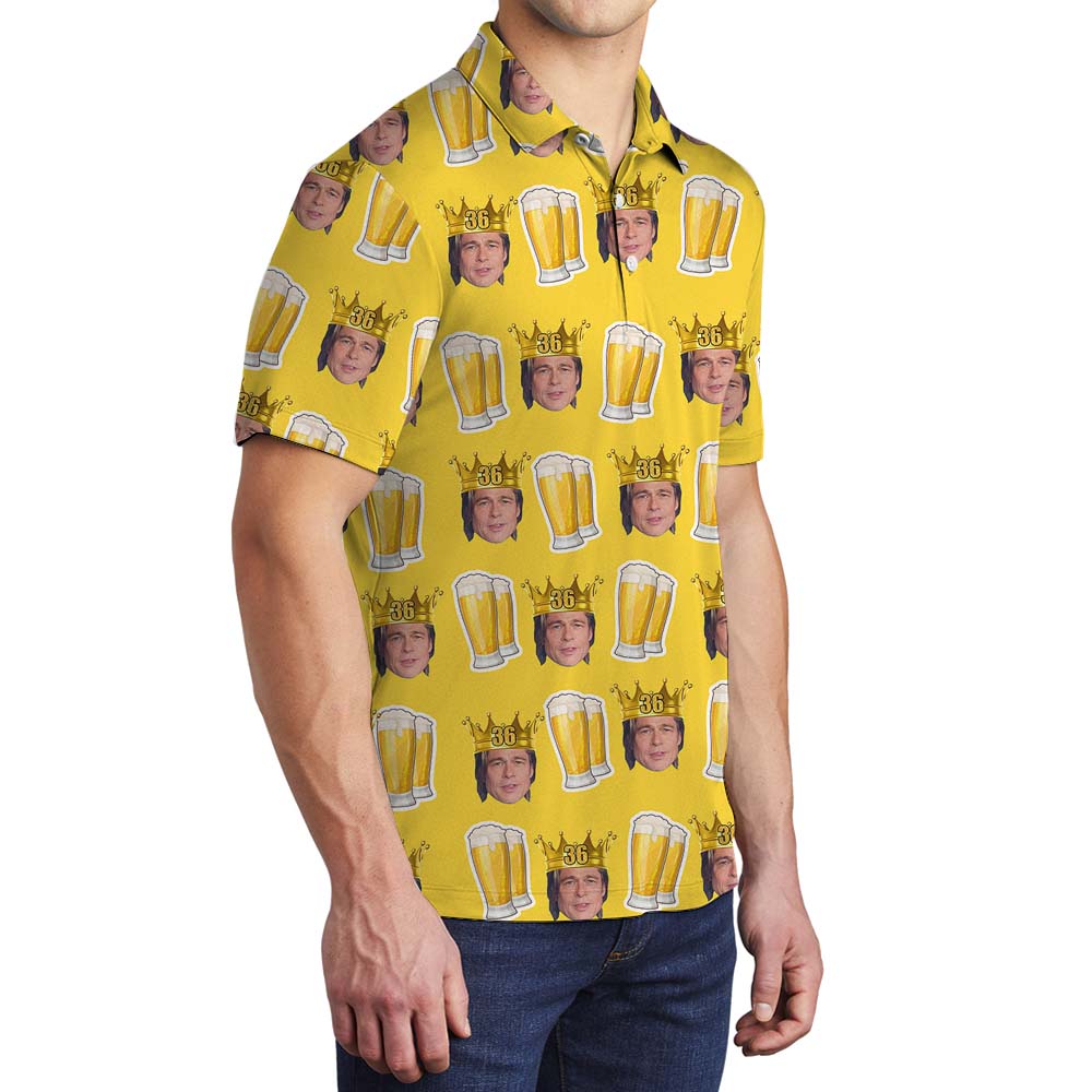 Yellow Beer And Custom Face Men's Polo Shirts