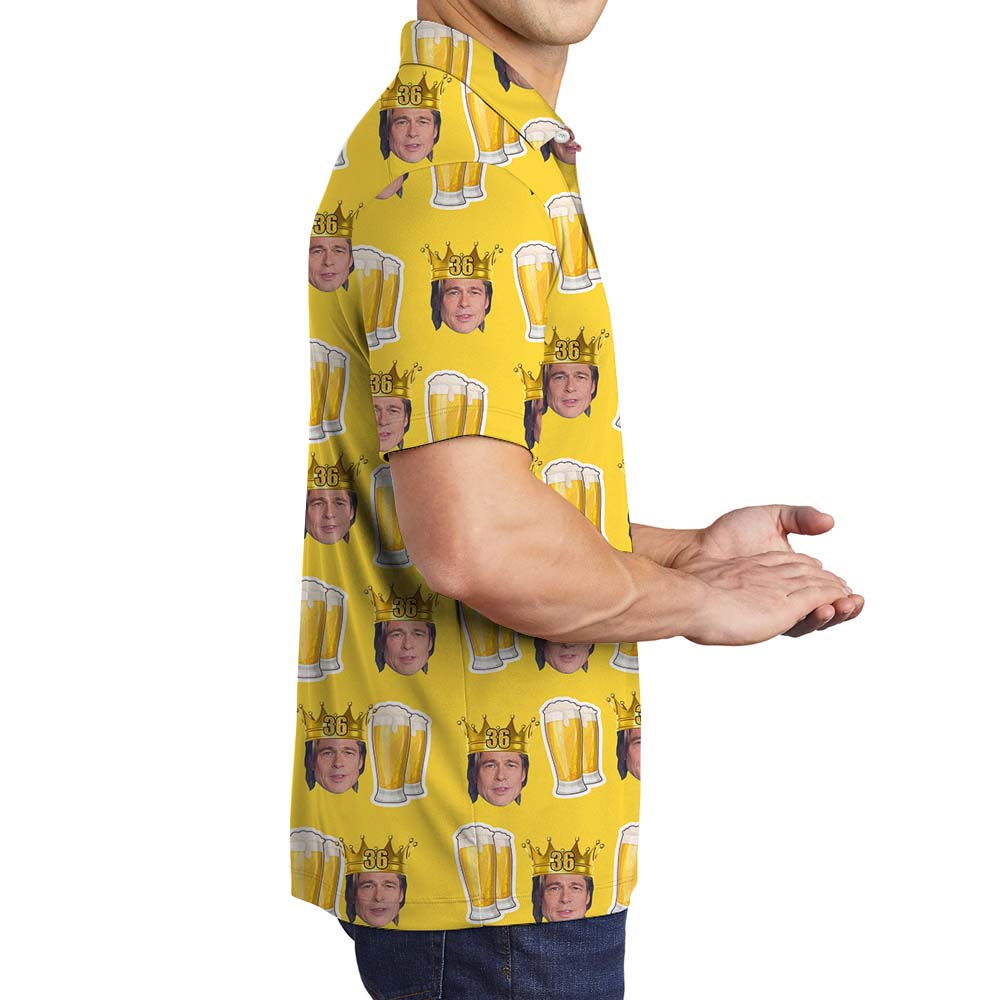 Yellow Beer And Custom Face Men's Polo Shirts
