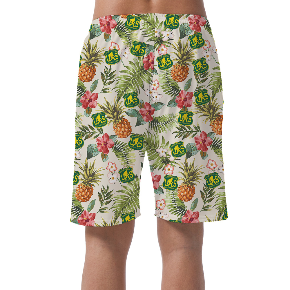Funny Bigfoot Forest Green US Tropical Hawaiian Summer Shorts For Men