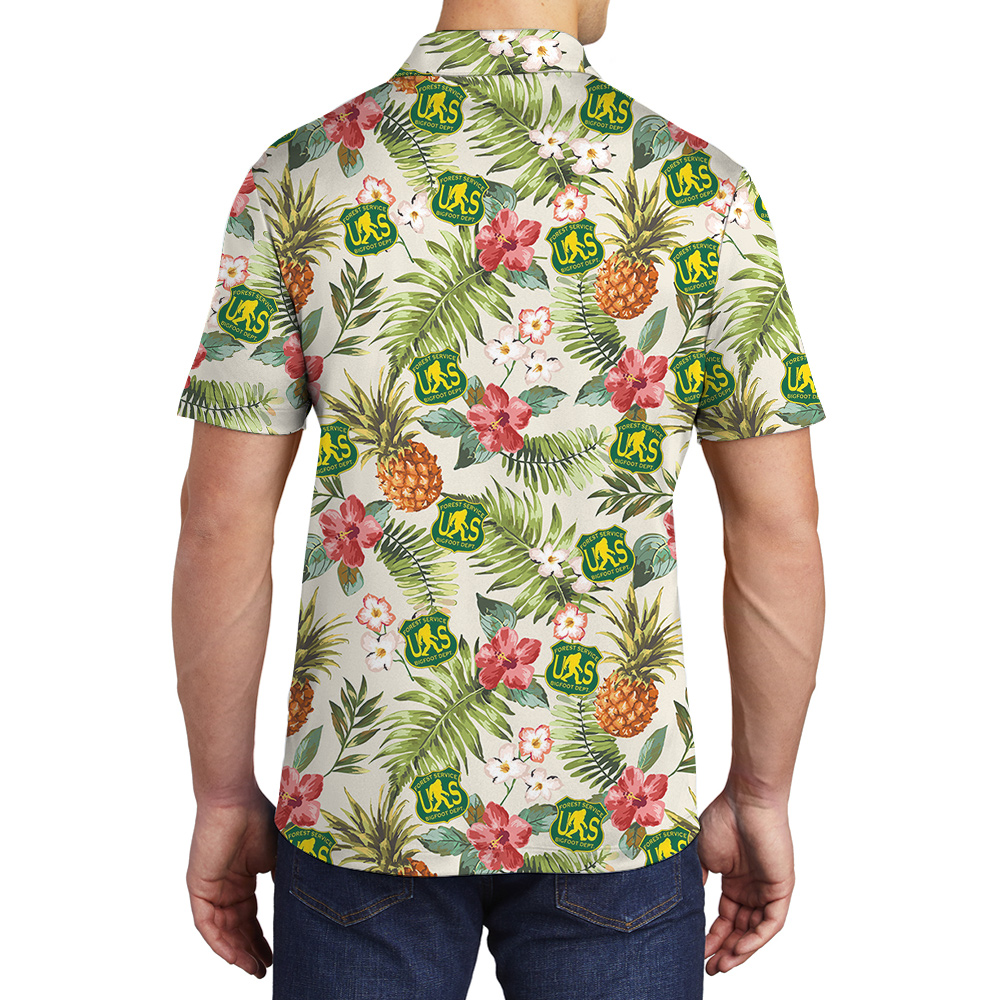 Tropical Sasquatch Forest Service US Hawaiian Polo Shirt For Men