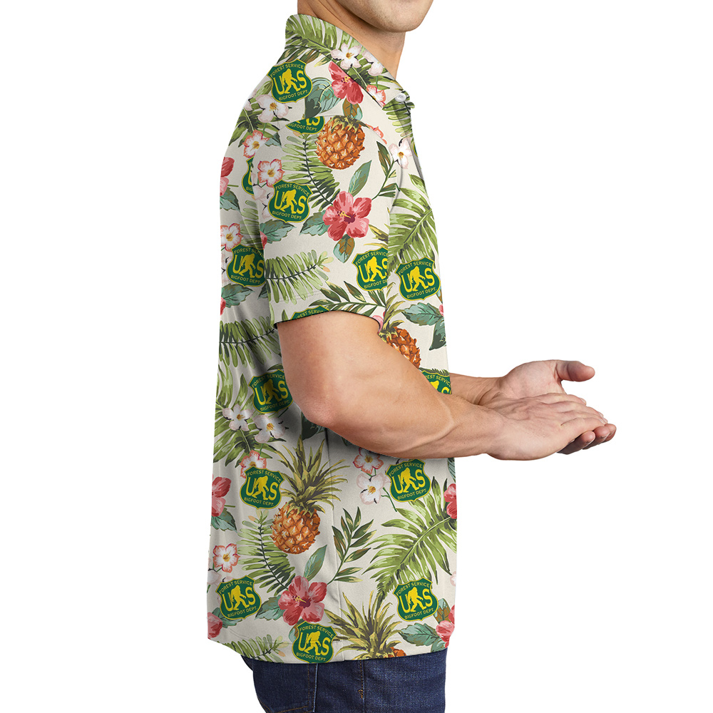 Tropical Sasquatch Forest Service US Hawaiian Polo Shirt For Men