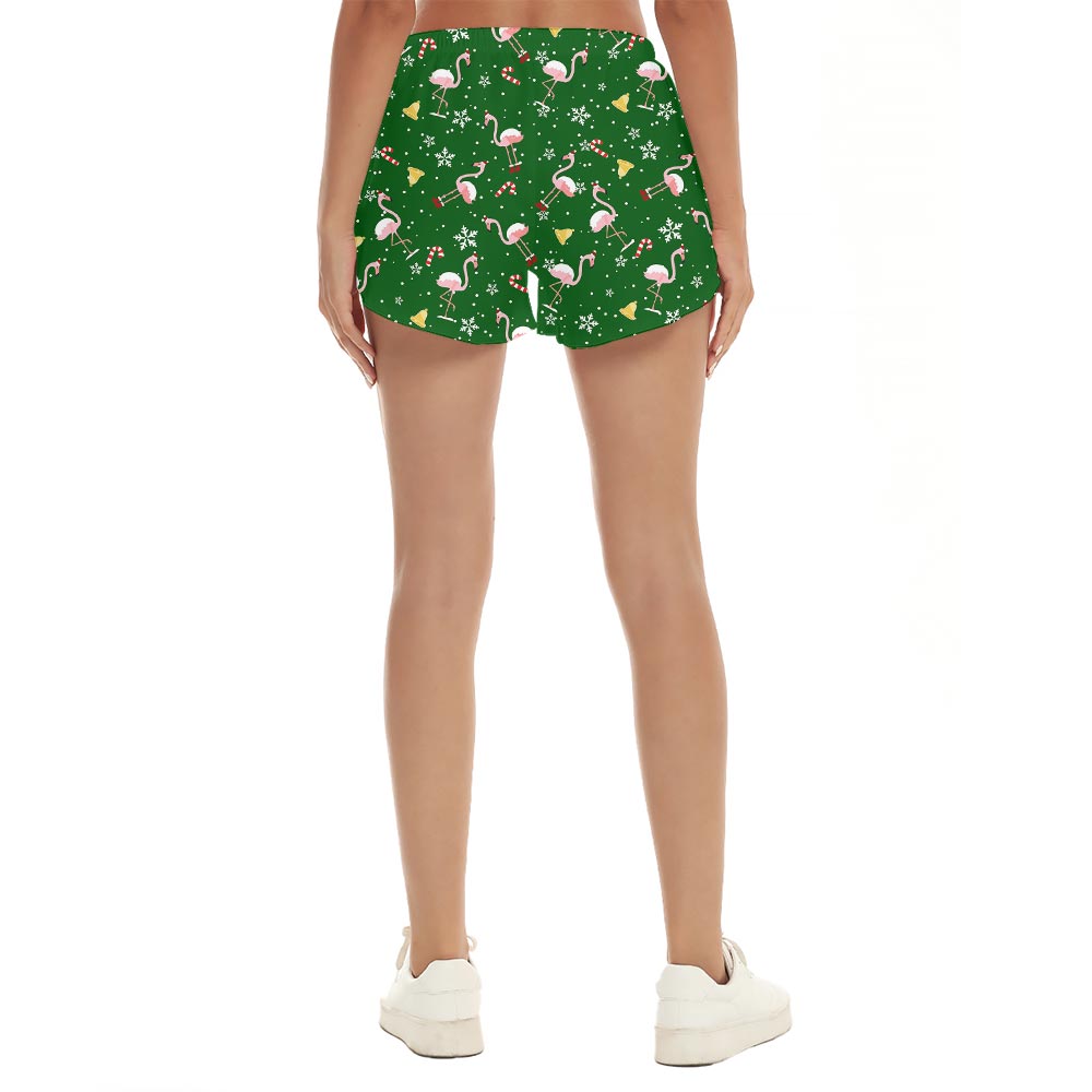 Funny Flamingo Christmas Hat Women's Shorts