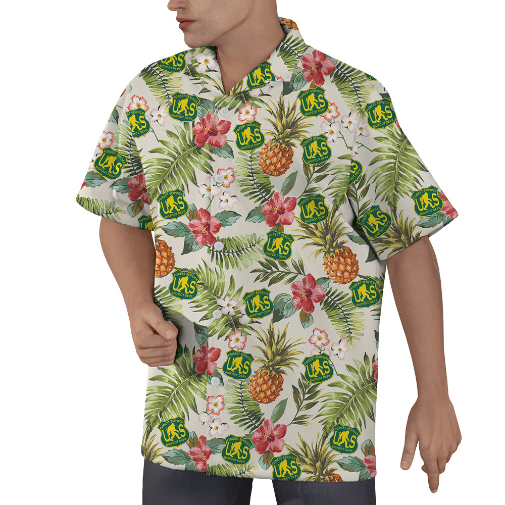 Funny US Forest Service Bigfoot Tropical Hawaiian Shirt