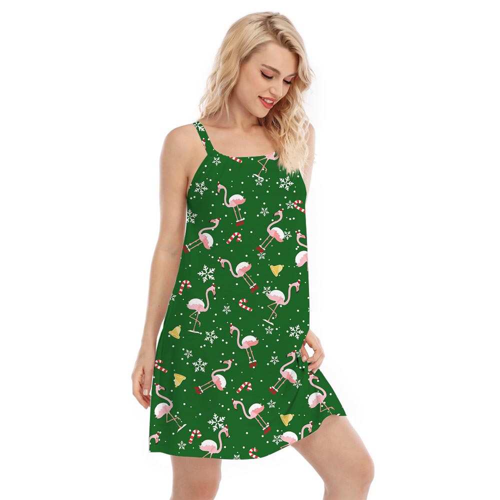 Christmas Flamingo Hawaiian Dress For Women