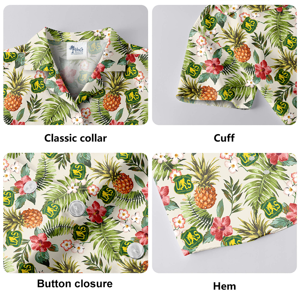 Funny US Forest Service Bigfoot Tropical Hawaiian Shirt