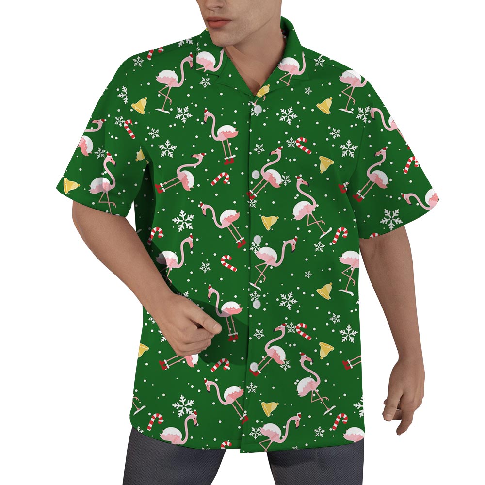Funny Flamingo Christmas Shirt Hawaiian Print For Men - variant image 1