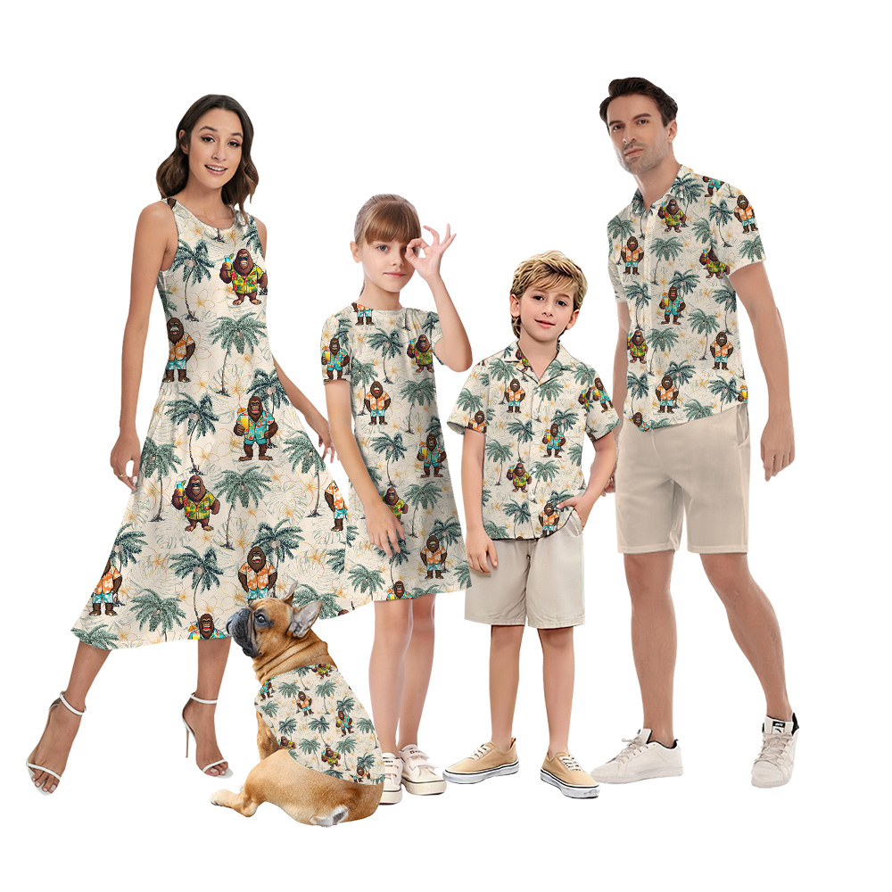 Funny Vacation Bigfoot Tropical Family Matching Hawaiian Outfits - variant image 1