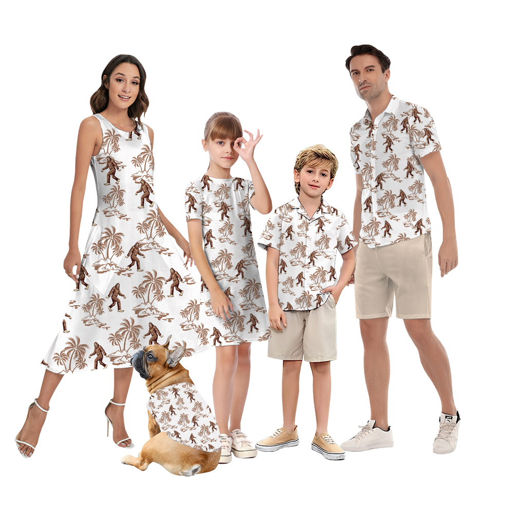 Classic Bigfoot Palm Tree Matching Hawaiian Outfits For Family - variant image 1