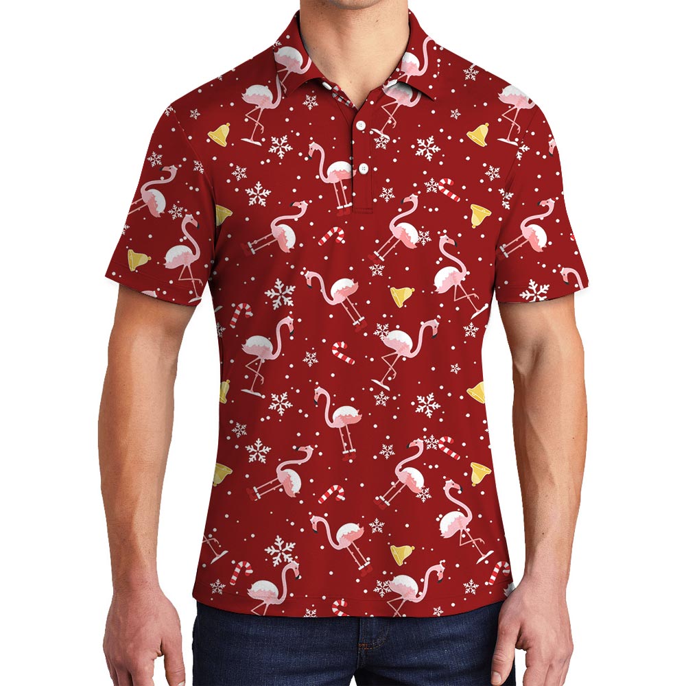 Men's Flamingo Christmas Golf Polo Shirt - variant image 1