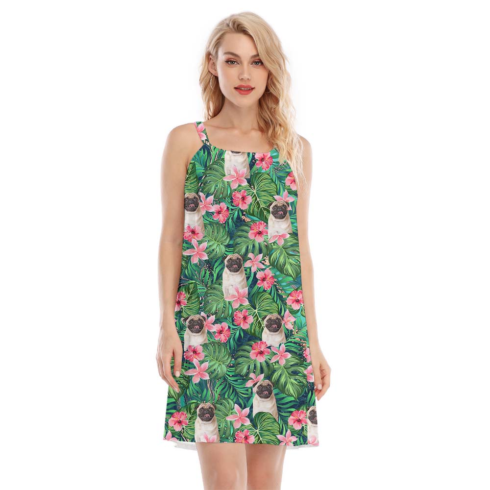 Tropical Green Custom Women's Dress With 3 Faces - variant image 1