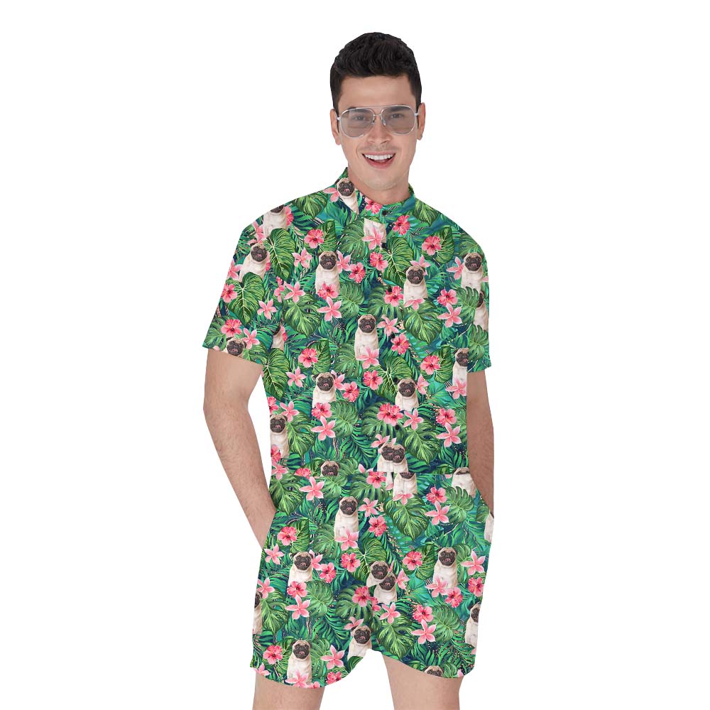 Custom Pet Portrait Photo Men's Romper - variant image 1