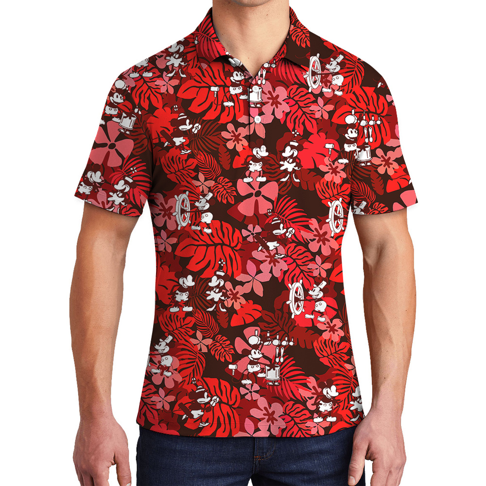 Vintage Mickey Steamboat Willie Hawaiian Polo Golf Shirt For Men - variant image 1