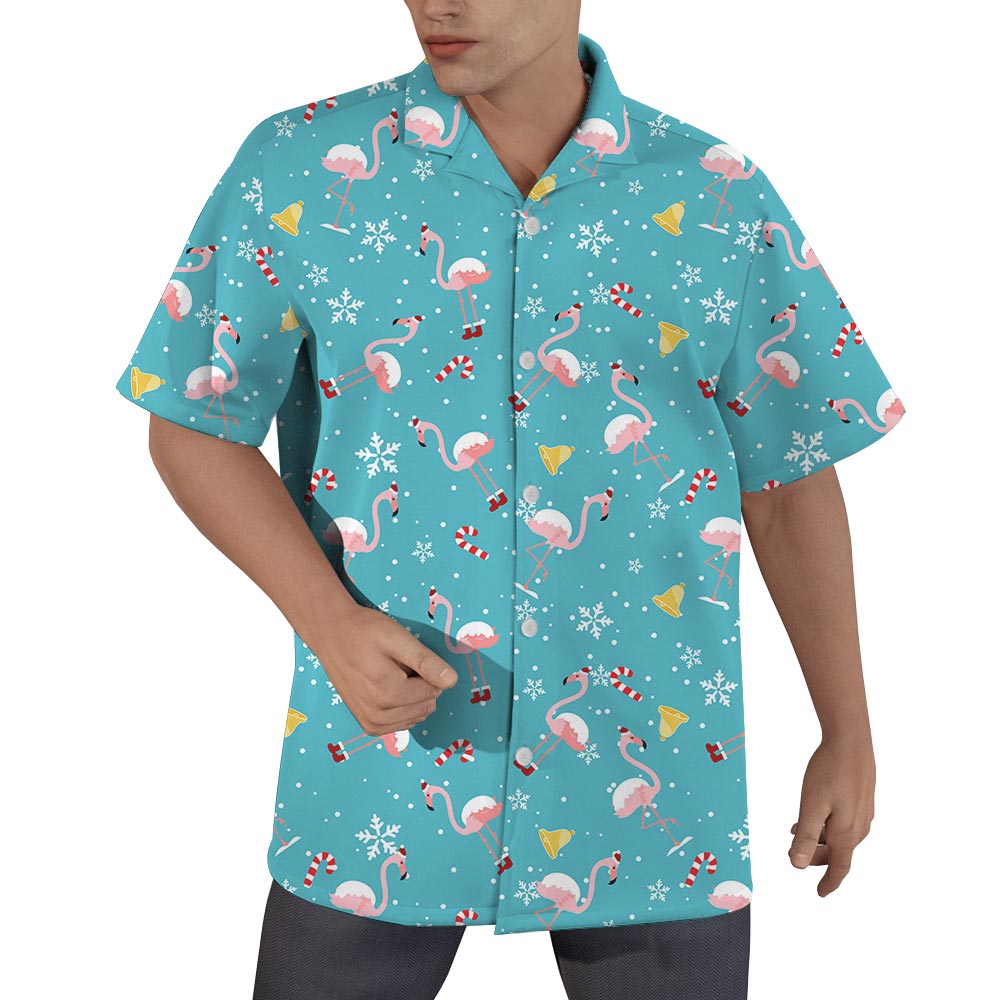 Flamingo Christmas Men's Hawaiian Shirt - variant image 1