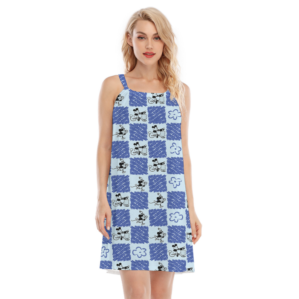 Cute Mickey Steamboat Willie Hawaiian Cami Dress For Women - variant image 1