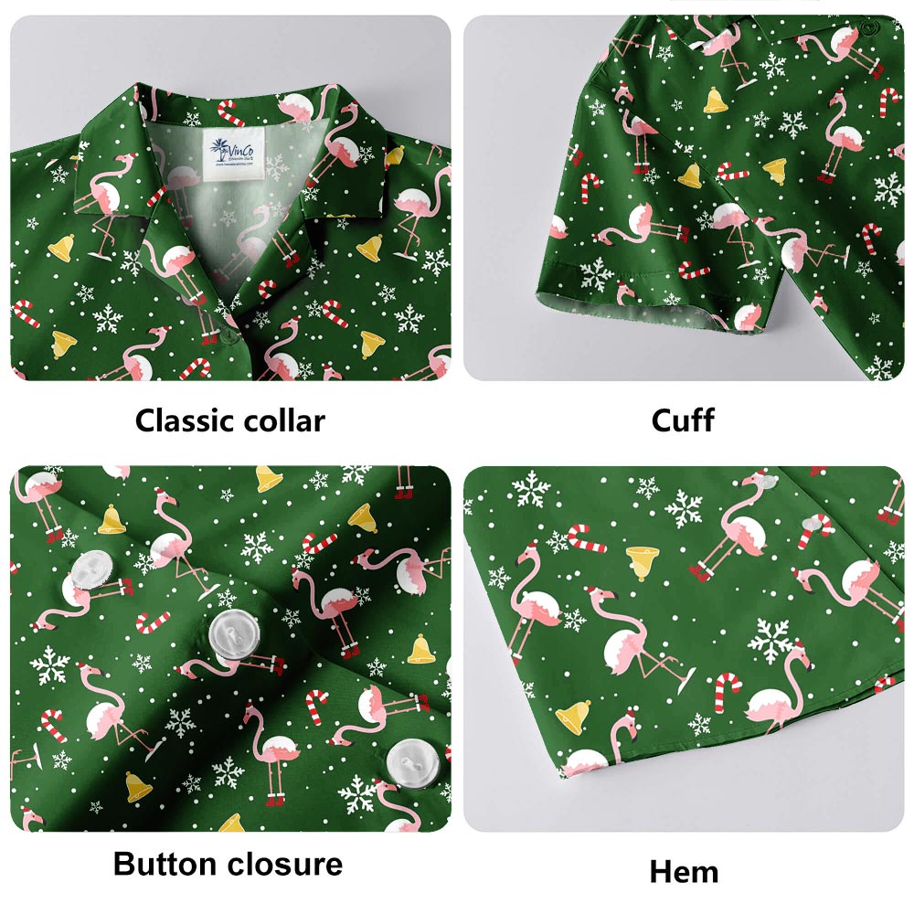 Funny Flamingo Christmas Shirt Hawaiian Print For Men