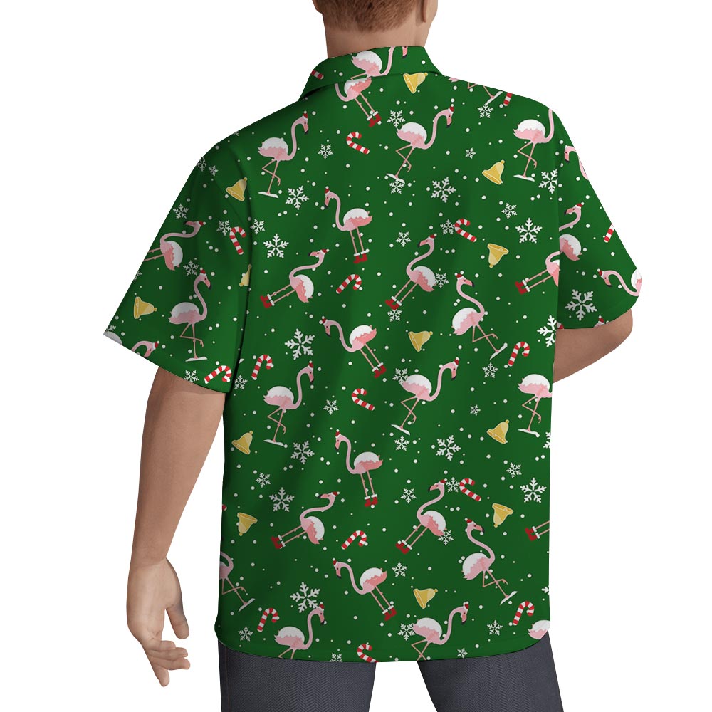 Funny Flamingo Christmas Shirt Hawaiian Print For Men