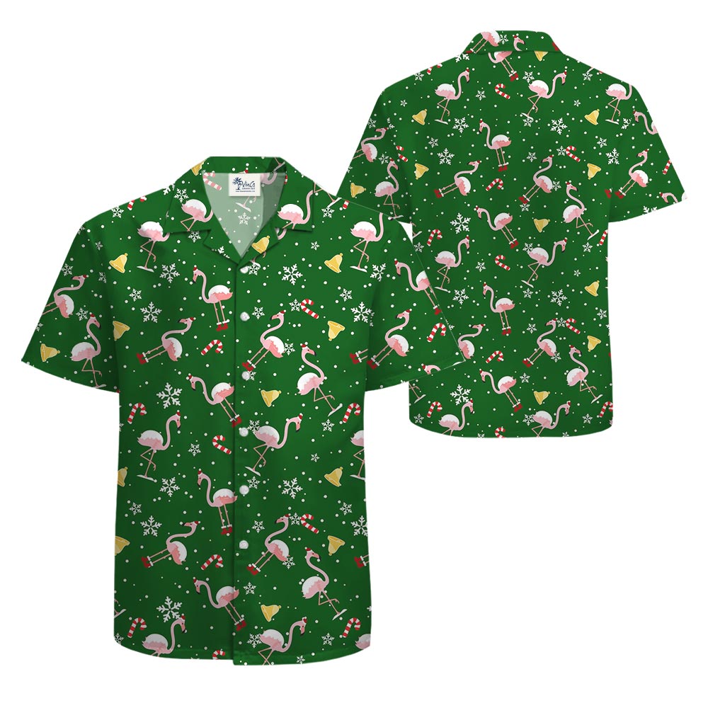Funny Flamingo Christmas Shirt Hawaiian Print For Men
