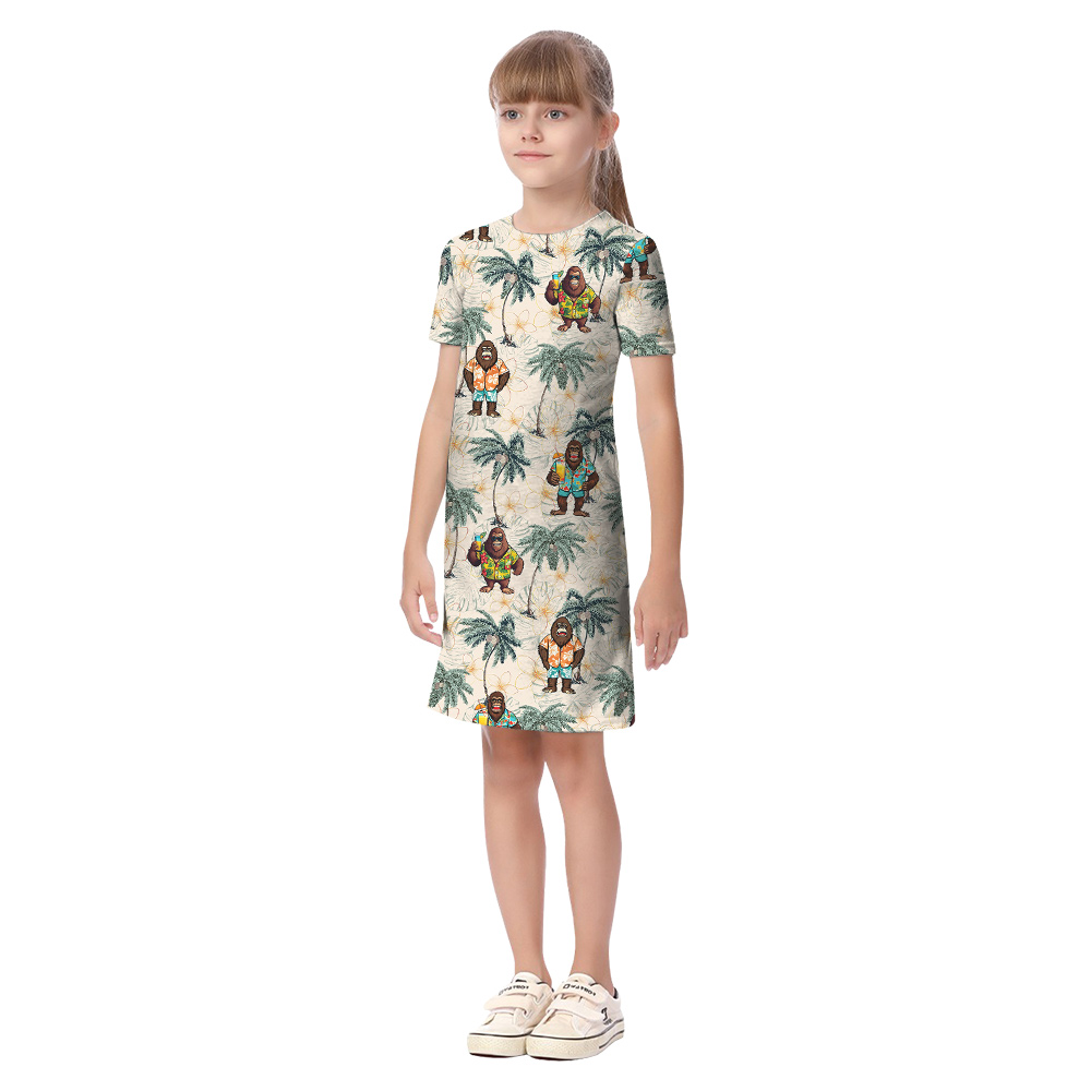 Funny Vacation Bigfoot Tropical Family Matching Hawaiian Outfits