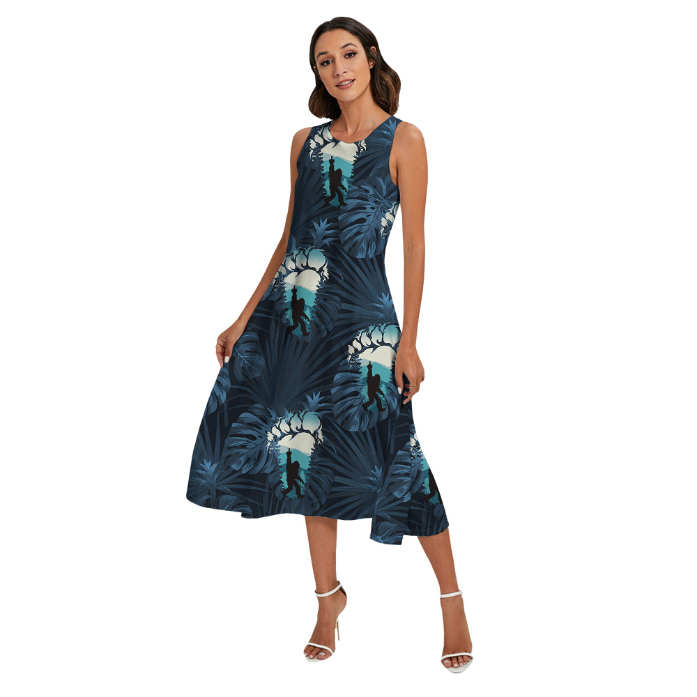Funny Sasquatch Navy Tropical Matching Family Hawaiian Shirts