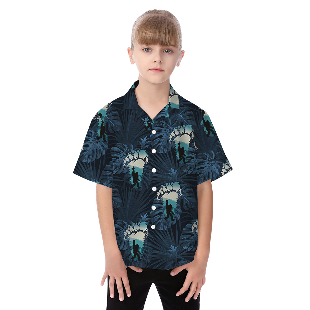 Funny Sasquatch Navy Tropical Matching Family Hawaiian Shirts