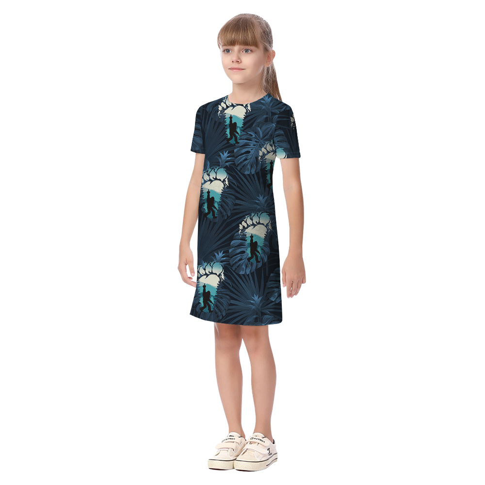 Funny Sasquatch Navy Tropical Matching Family Hawaiian Shirts