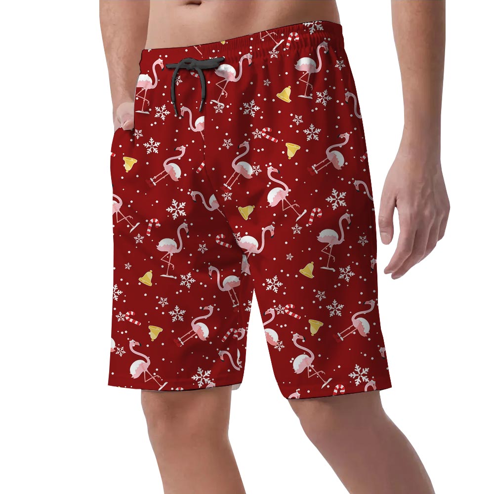 Men's Red Flamingo Christmas Shorts Hawaiian