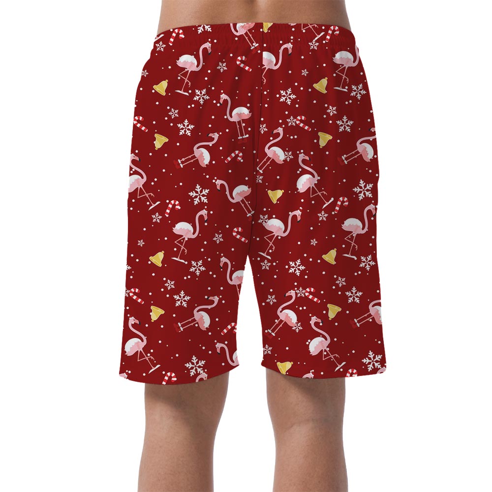 Men's Red Flamingo Christmas Shorts Hawaiian