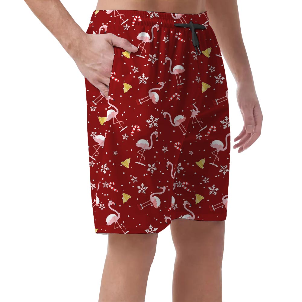 Men's Red Flamingo Christmas Shorts Hawaiian