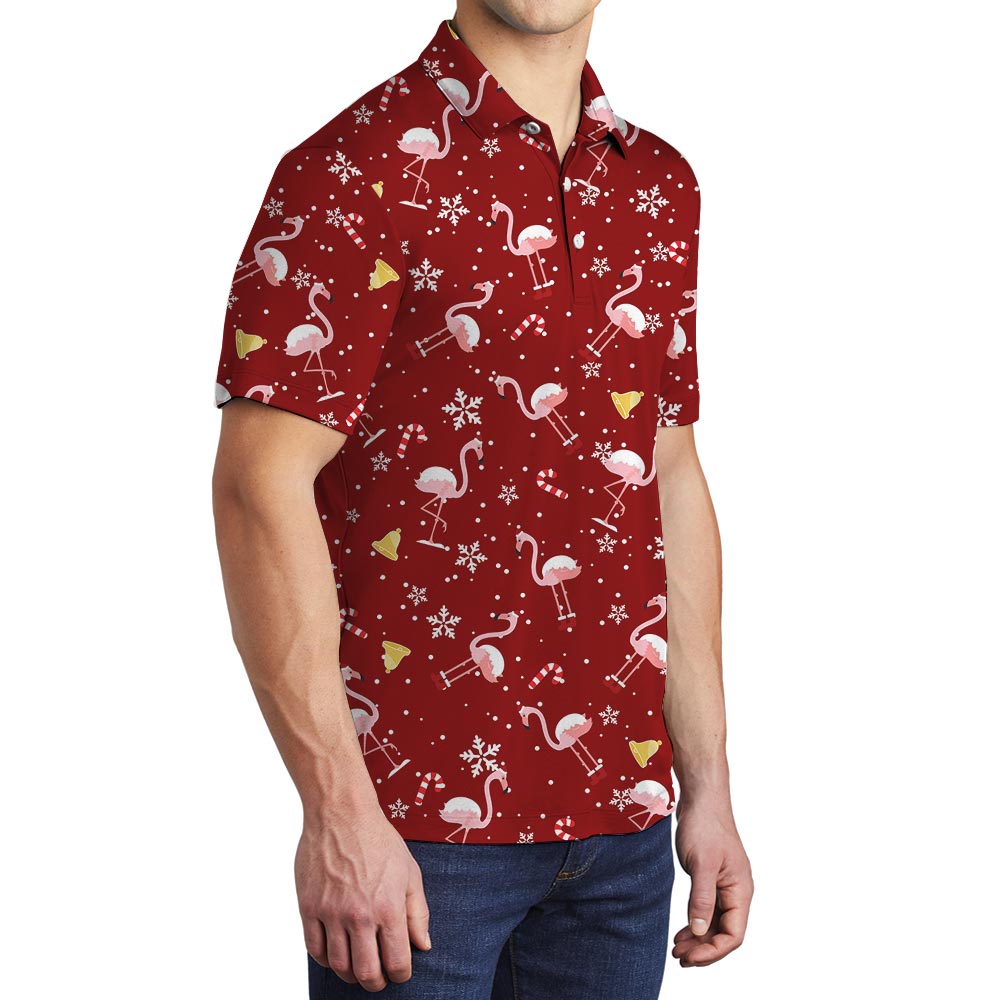 Men's Flamingo Christmas Golf Polo Shirt
