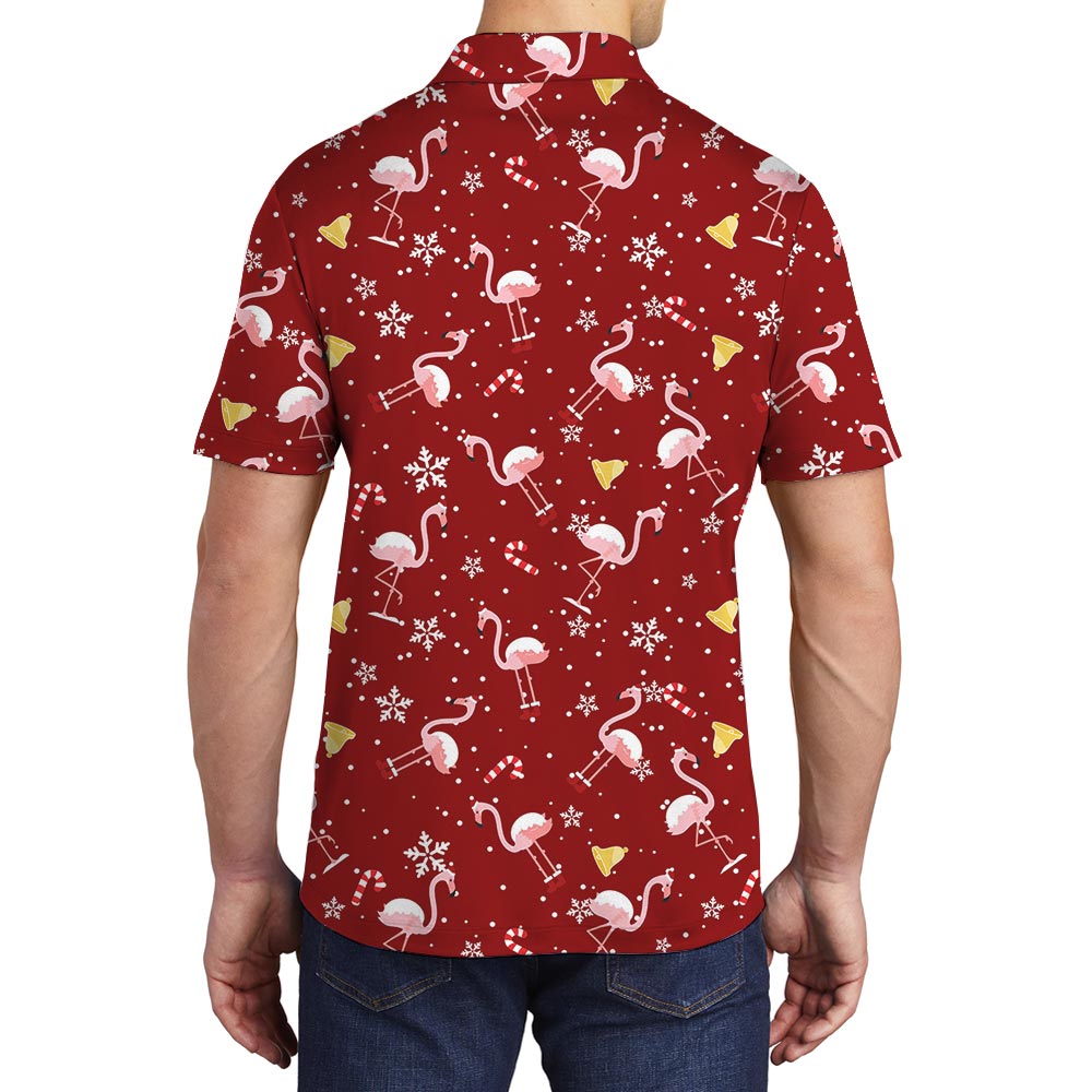 Men's Flamingo Christmas Golf Polo Shirt