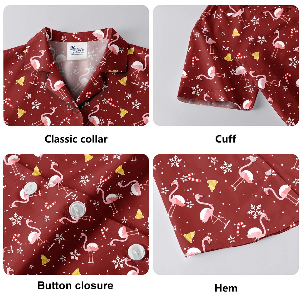 Red Christmas Flamingo Aloha Shirt For Men