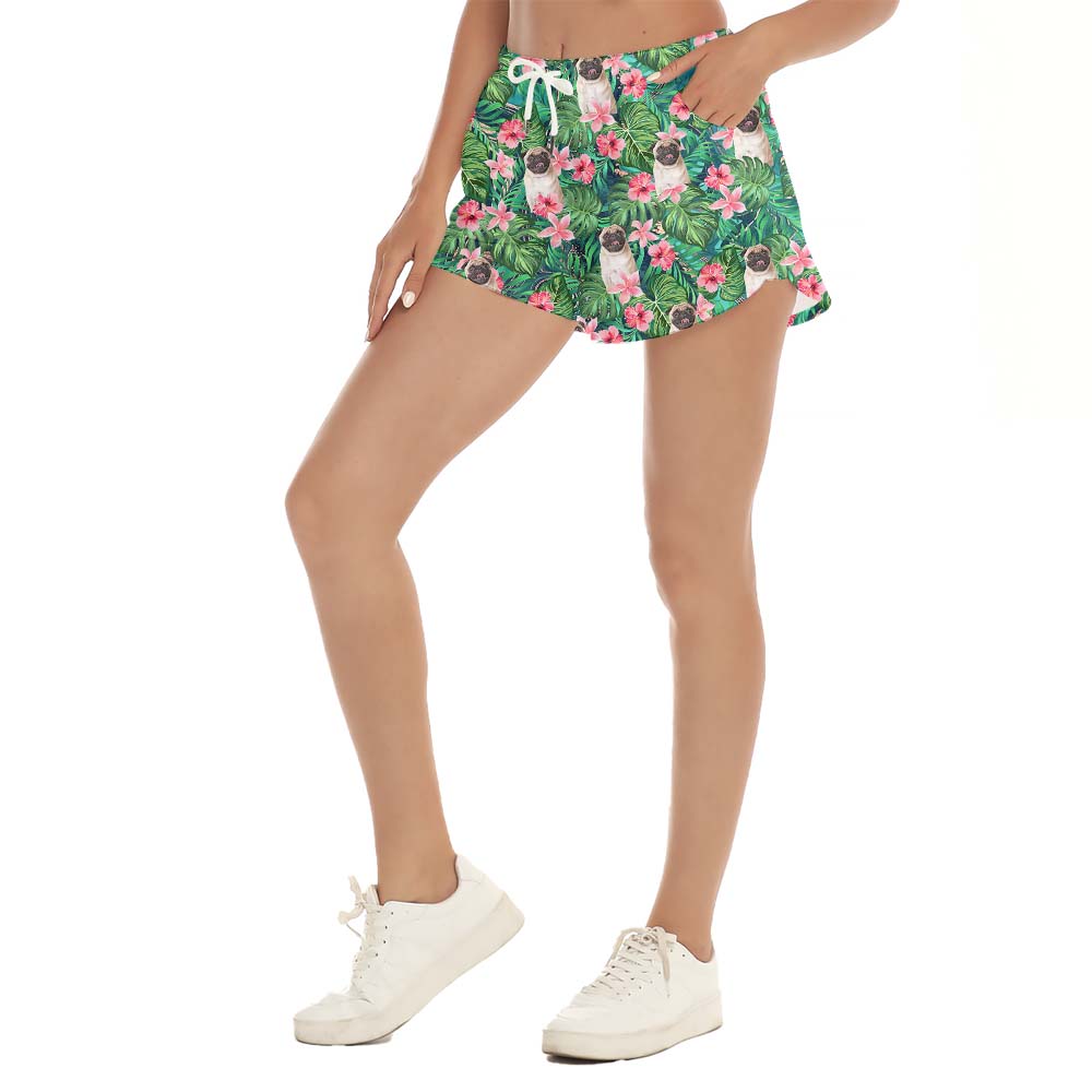 Floral Tropical Women's Shorts With Multiple Faces