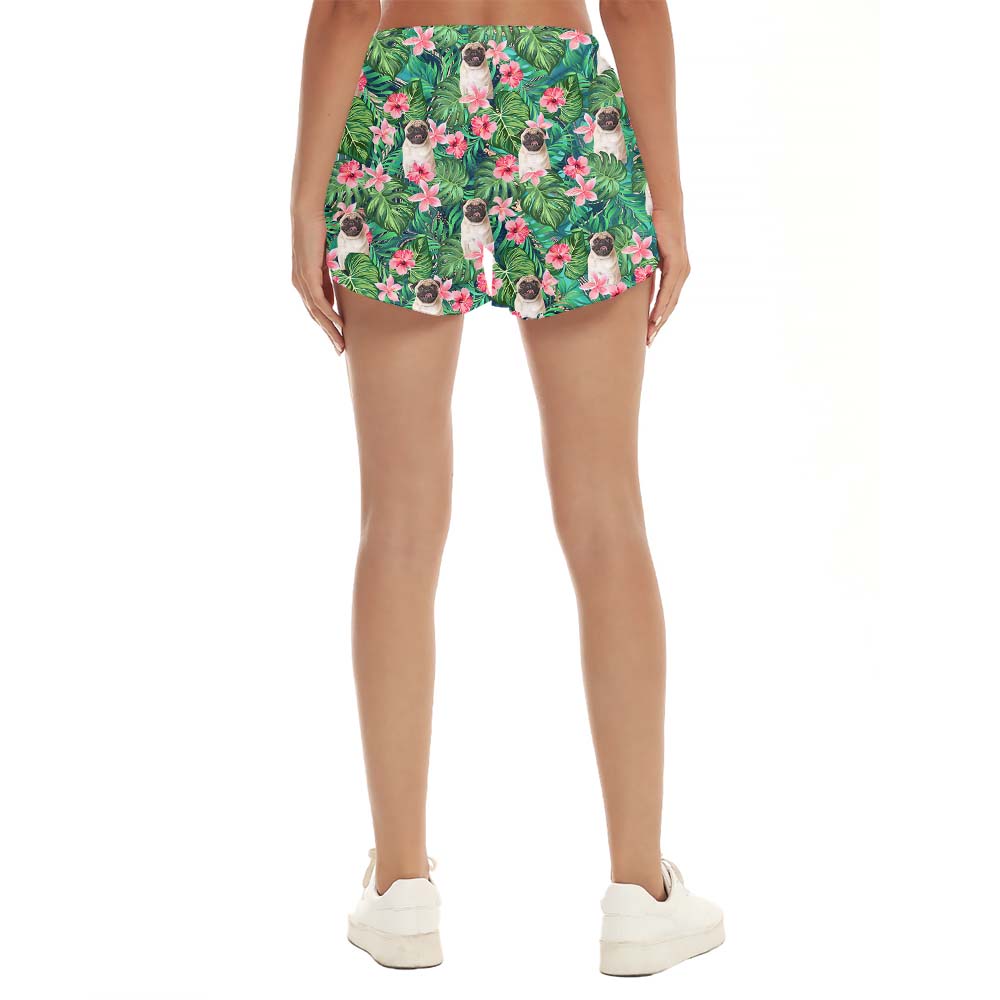 Floral Tropical Women's Shorts With Multiple Faces