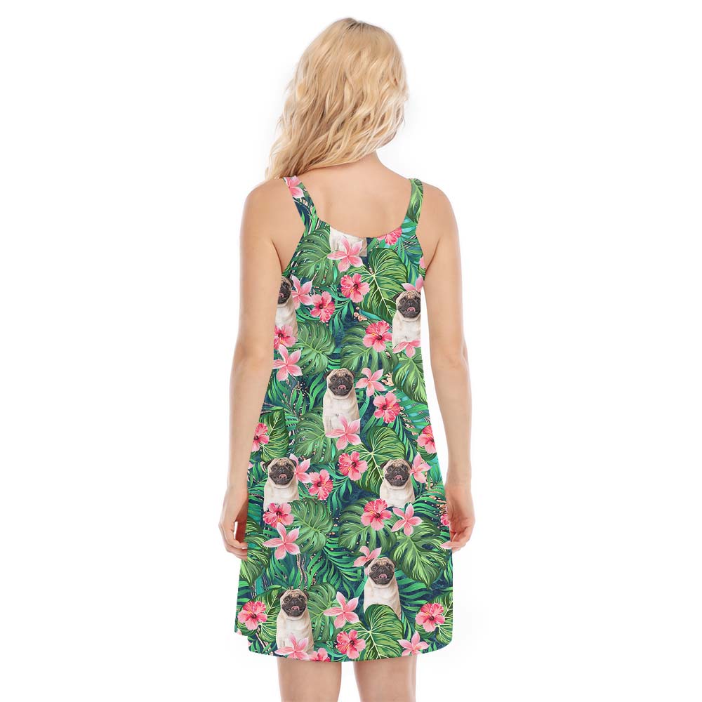 Tropical Green Custom Women's Dress With 3 Faces