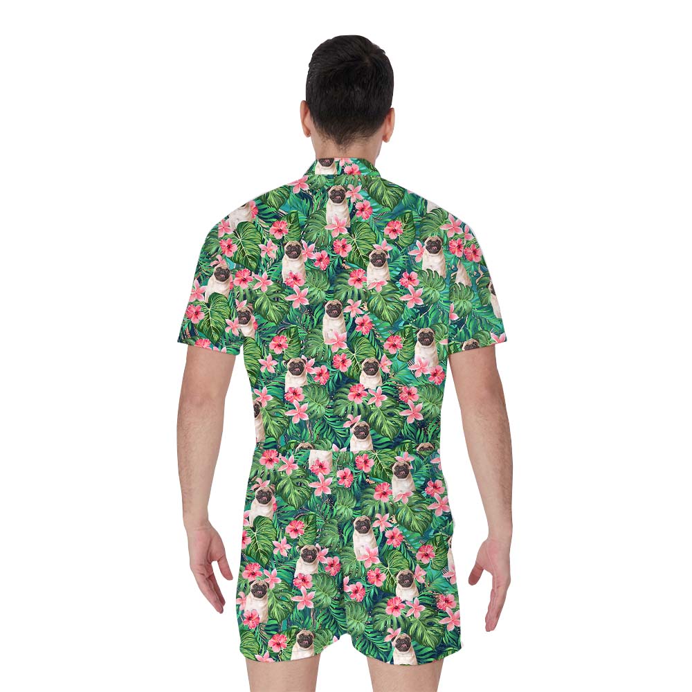 Custom Pet Portrait Photo Men's Romper