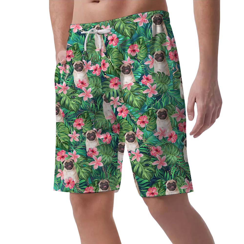 Custom Tropical Men's Beach Shorts With 3 Faces