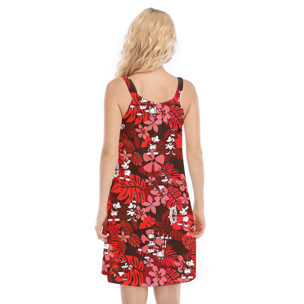 Floral Mickey Steamboat Willie Classic Hawaiian Cami Dress For Women