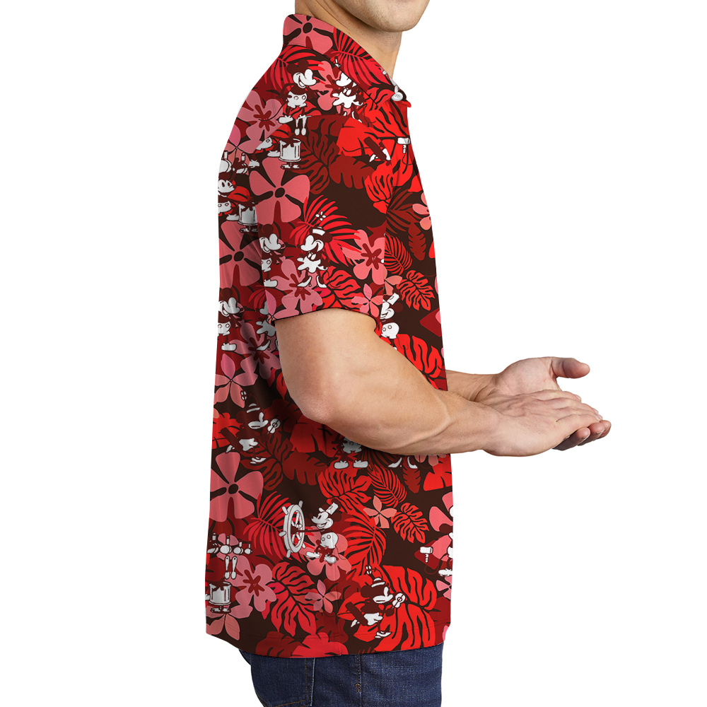 Vintage Mickey Steamboat Willie Hawaiian Polo Golf Shirt For Men