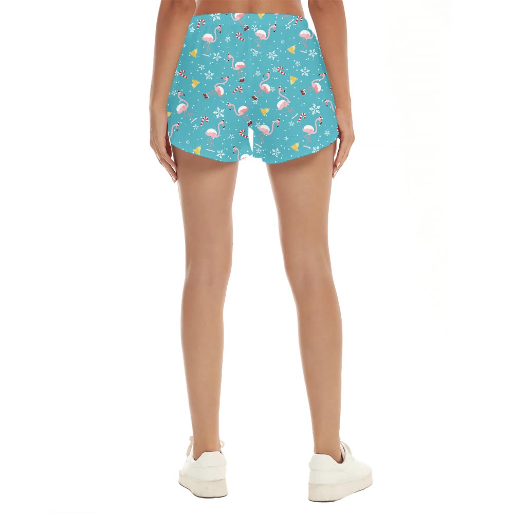 Funny Flamingo Christmas Hat Women's Shorts